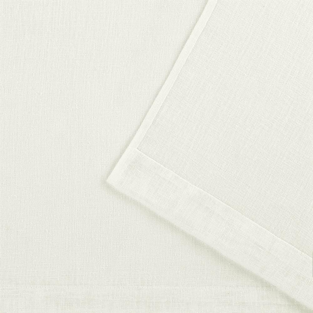 Snowflake Sheer Linen Look Pinch Pleat Window Panels, 96"