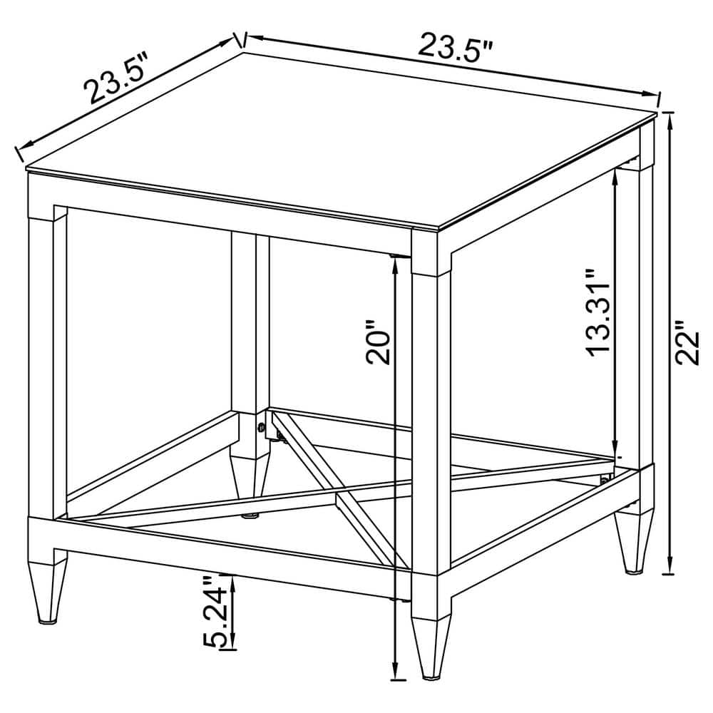 Lindley Square Chrome and Acrylic End Table with Mirrored Top