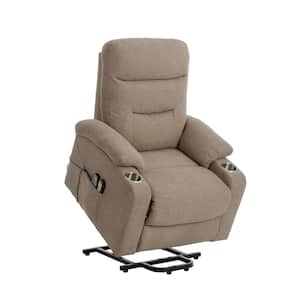 Brown Power Lift Recliner Chair with 8 Massage Points Function and Cup Holder