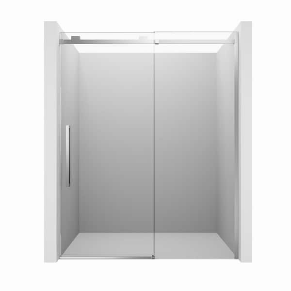 Dimakai 60 in. W x 76 in. H Bathroom Sliding Frameless Shower Door in Chrome with 3/8 in. (10 mm) Thickness Tempered Clear Glass