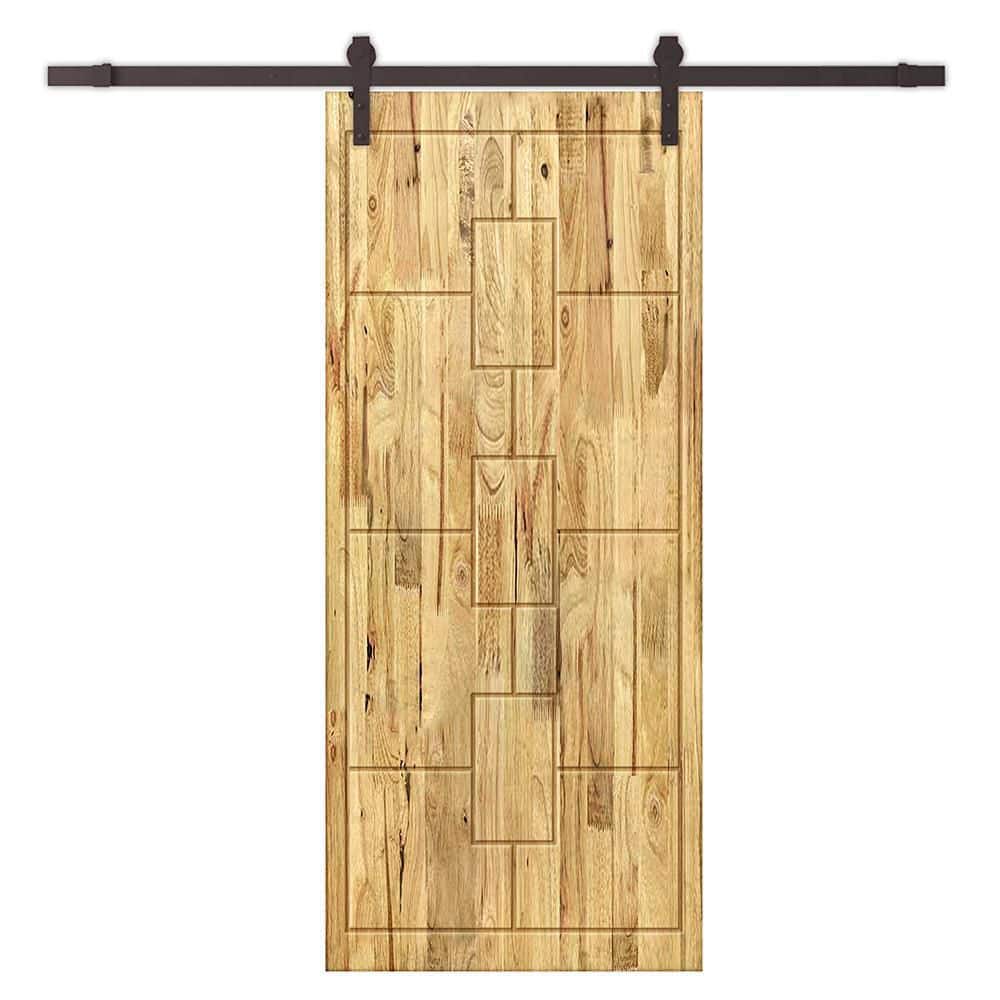 24 in. x 80 in. Weather Oak Stained Pine Wood Modern Interior Sliding Barn Door with Hardware Kit price history on PriceWatchPro