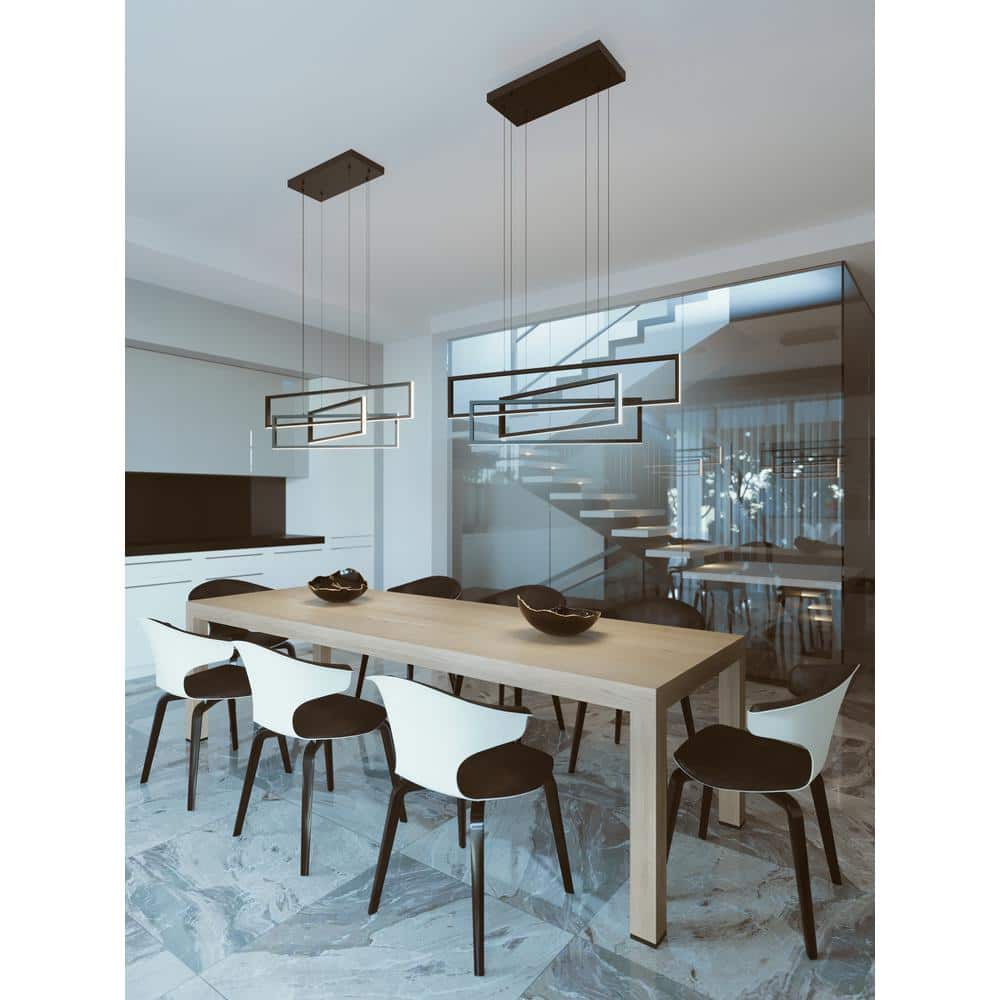 Cole Contemporary 39" LED Pendant in Satin Nickel and Black