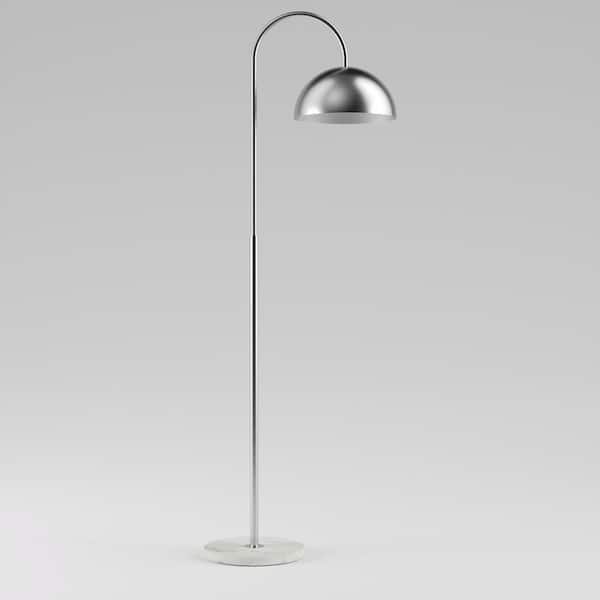 Maxax Caldwell 64 in. Silver Marble Standard Floor Lamp with Metal Shade