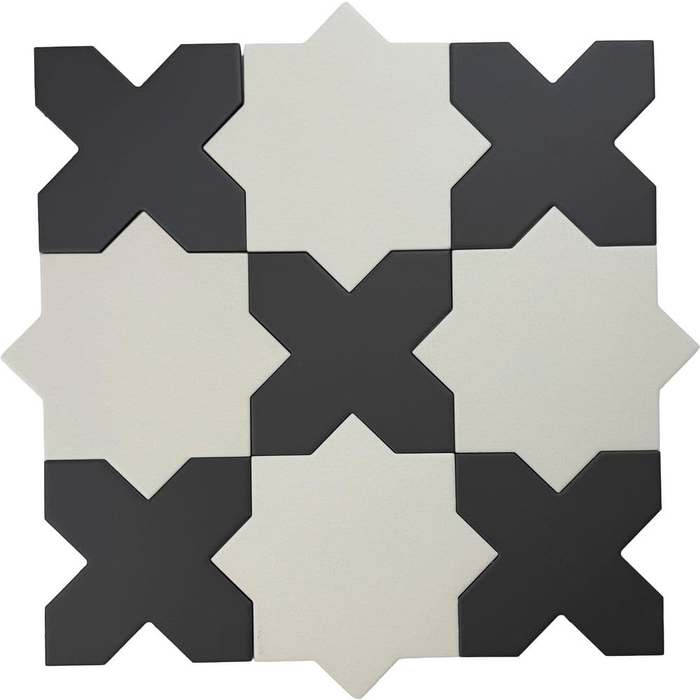 Seville 7 in. x 12 in. Pure White Star Graphite Black Cross Matte Porcelain Wall Floor Sample Tile (0.51 sq. ft.) price history on PriceWatchPro