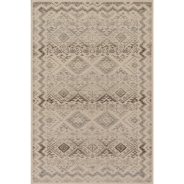 Elyshara Southwestern Bordered Area Sand 8 ft. x 10 ft. Indoor Area Rug
