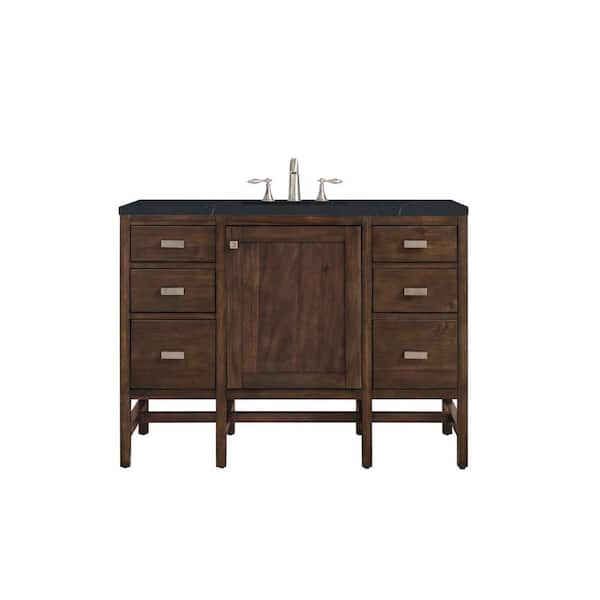 James Martin Vanities Addison 48 in. W x 23.5 in.D x 35.5 in. H Single Vanity in Mid Century Acacia with Quartz Top in Charcoal Soapstone