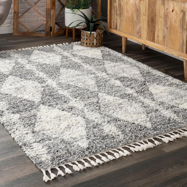 Selah Grey Doormat 2 ft. x 3 ft.  Geometric Shag Indoor Area Rug