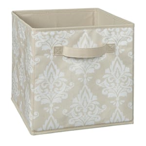 11 in. W x 11 in. H x 11 in. D Natural Damask Print Fabric Drawer