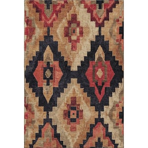 Mayfield Premium Machine Washable Abstract AMF1894 Rust 9 ft. x 12 ft. Area Rug