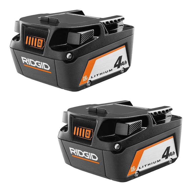 RIDGID 18V Lithium-Ion 4.0 Ah Battery (2-Pack)