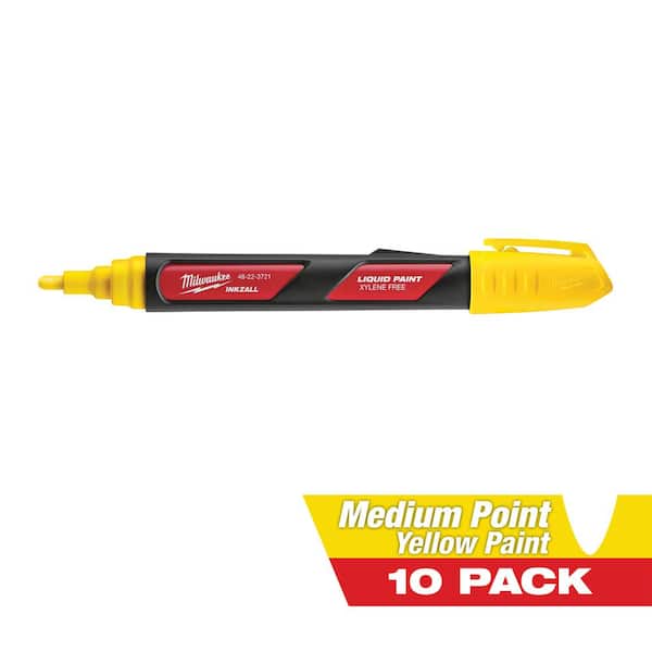 Milwaukee INKZALL Yellow Paint Marker (10-Pack) 48-22-3722-10X - The Home  Depot