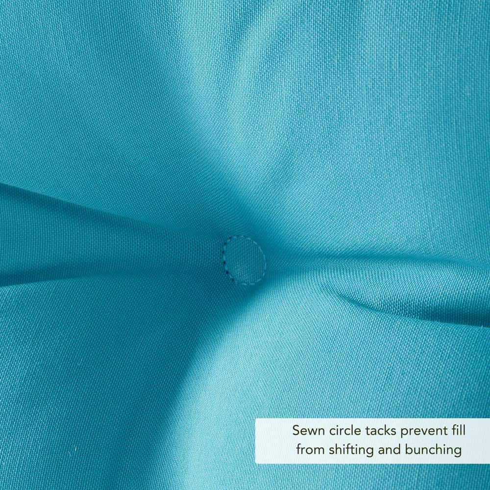 Teal Polyester Outdoor Reversible Tufted Chair Cushion