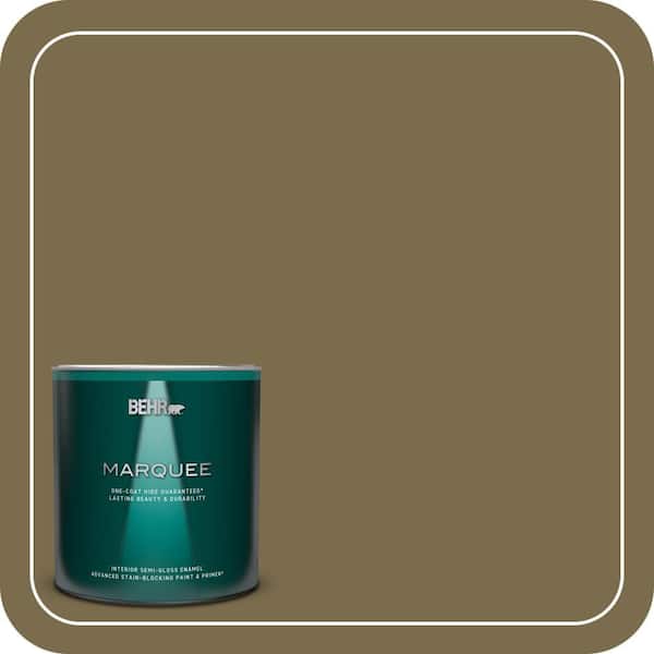 BEHR MARQUEE 1 qt. #PPU8-01 Olive Semi-Gloss Enamel Interior Paint & Primer