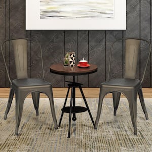 Gun Steel Stackable Armless Dining Chair (Set of 4)