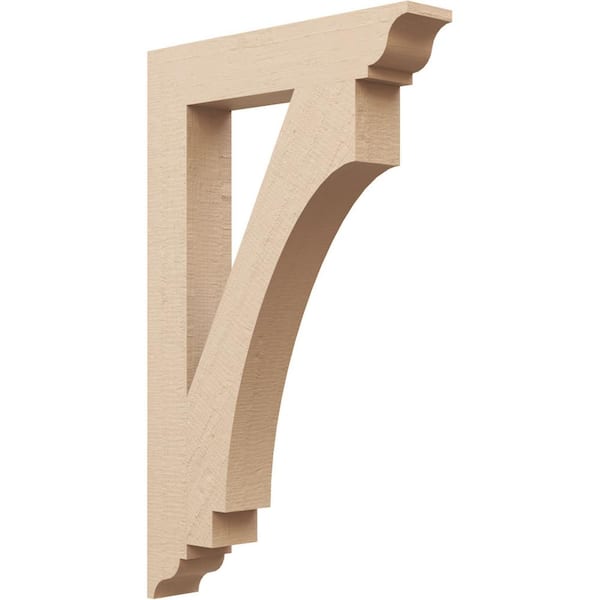 Ekena Millwork 3.5 in. x 32 in. x 20 in. Imperial Traditional Rough Cedar Woodgrain Timberthane Polyurethane Bracket, Primed Tan