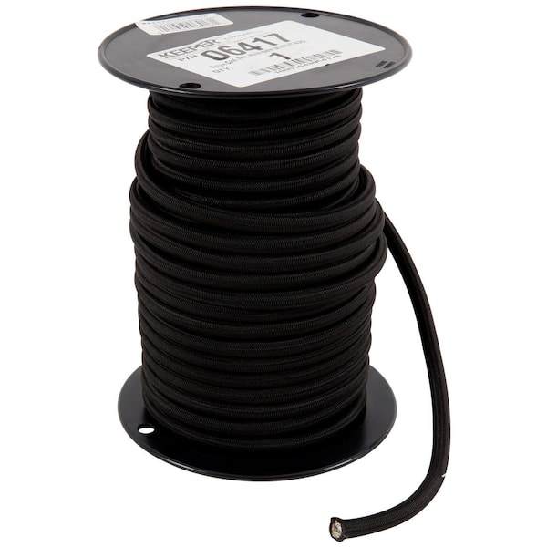 3/8" Inch Premium Bungee Shock Cord WHITE with BLACK or Black 200 Feet per spool 