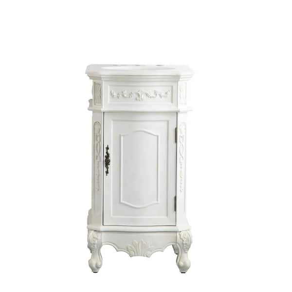 Unbranded Timeless Home 19 in. W x 19 in. D x 35 in. H Single Bathroom Vanity in Antique White with White Marble and White Basin