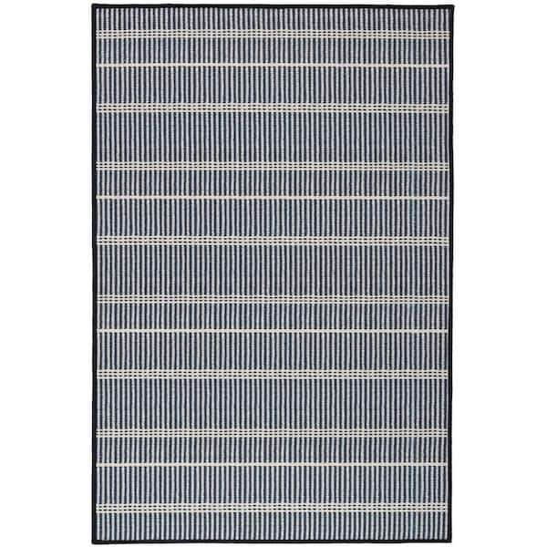 DASH & ALBERT Samson Machine Washable Black 6 ft. x 9 ft. Indoor Area Rug