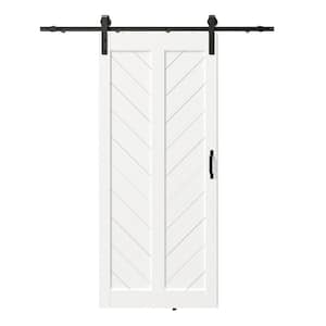 36 in. x 84 in. . . ., White, V Frame, Finished, MDF Barn Door Slab with Barn Door Hardware