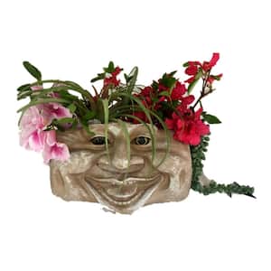 Aunt Minnie Stone Wash 10.5 in. Muggly Face Statue Tree and Patio Resin Wall Planter