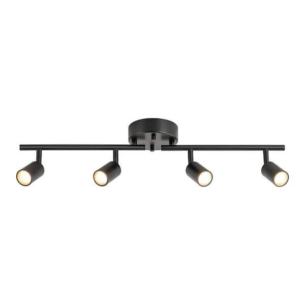 Sharon Black 24.8 in. 4-Light Rotatable Gimbal Head Hard Wired Integrated Dimmable LED Track Lights-Ceiling/Wall Mount