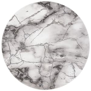 Craft Gray/Silver 10 ft. x 10 ft. Distressed Abstract Round Area Rug