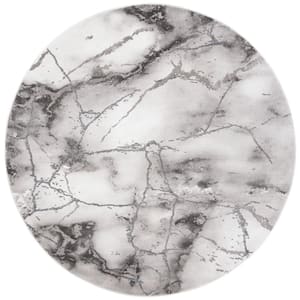 Craft Gray/Silver 5 ft. x 5 ft. Round Abstract Distressed Area Rug