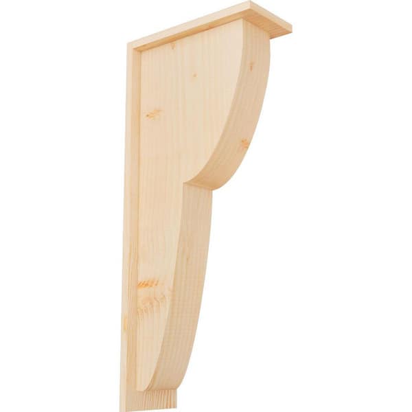 Ekena Millwork 5-1/2 in. x 12 in. x 28 in. Douglas Fir Crestline Smooth Corbel with Backplate