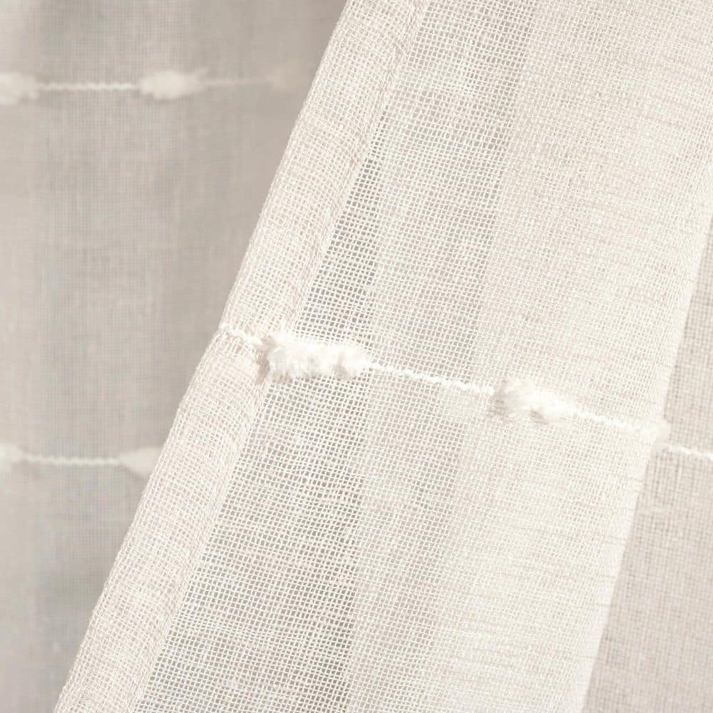 Beige Sheer Polyester Grommet Curtain Panel 115"W x 84"L