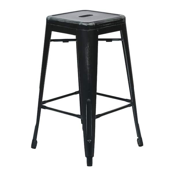 OSP Home Furnishings Bristow 26.25 in. Antique Black Bar Stool (Set of 4)