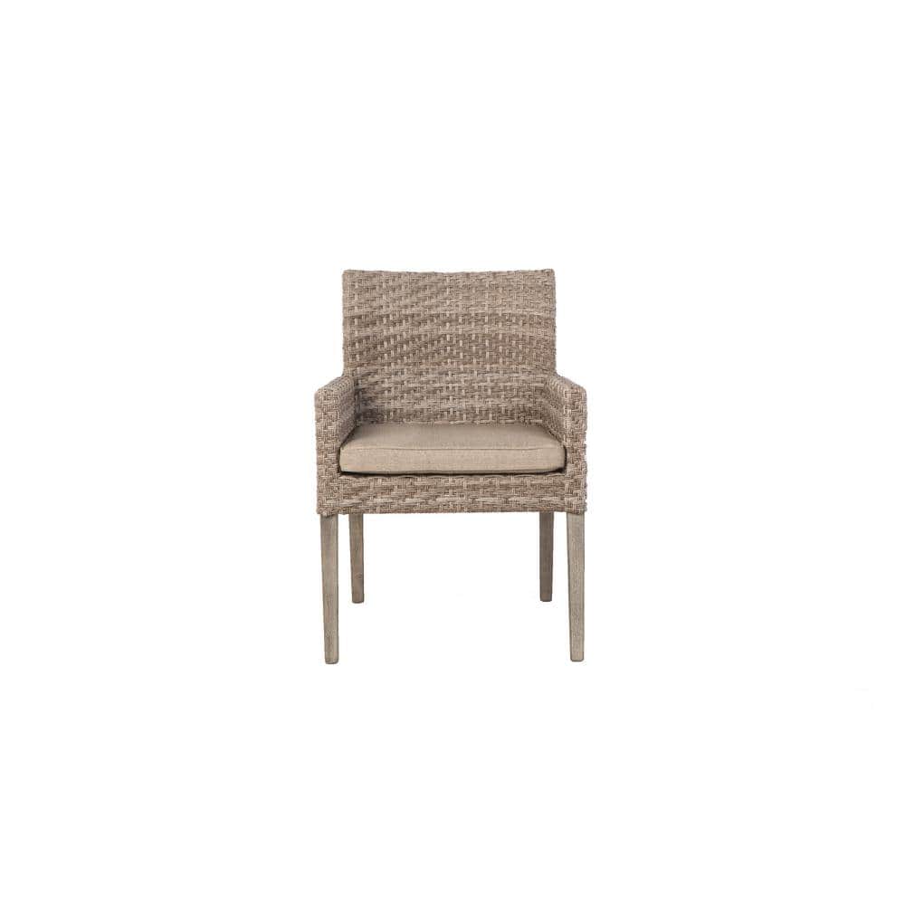 71" Driftwood Eucalyptus and Wicker Patio Dining Set for 6