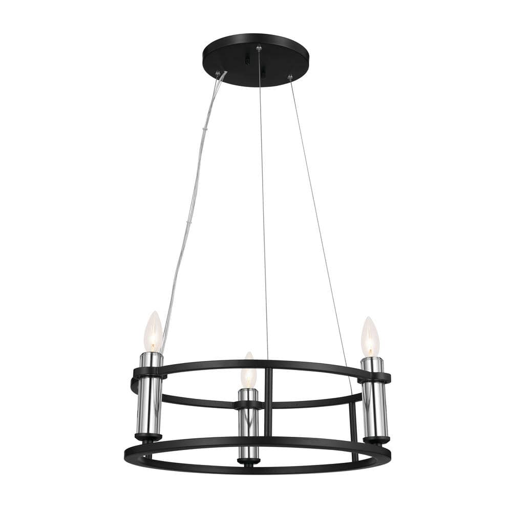 KICHLER Rosalind 19.5 in. 3Light Black Traditional Candle Circle Mini Chandelier for Dining