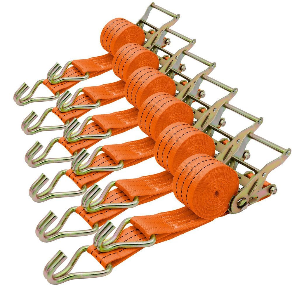 2 in. x 15 ft. Heavy Duty Ratchet Straps, 4500 lb Break Strength, J-Hooks for Trucks, Trailers & Cargo 6 Pack price history on PriceWatchPro