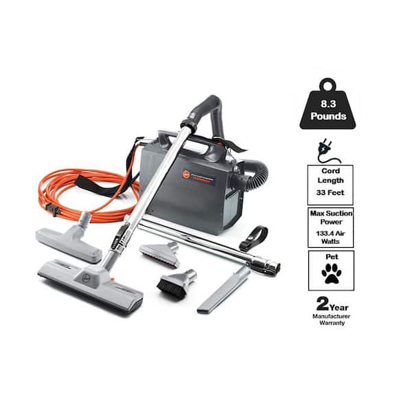 Commercial PortaPOWER Bagged Corded Washable Filter Vacuum Cleaner for Carpet, Hard Floor, Above Floor, Canister Vacuum