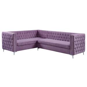 Rhett 83 in. Square Arm 1-Piece Velvet Specialty Sectional Sofa in Purple with Tufted Back