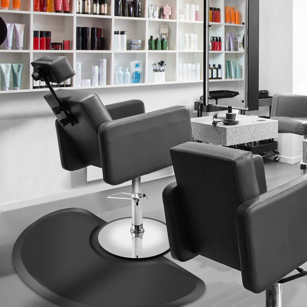 Black Polyurethane Semi Circle Anti-Fatigue Mat for Salon Chairs