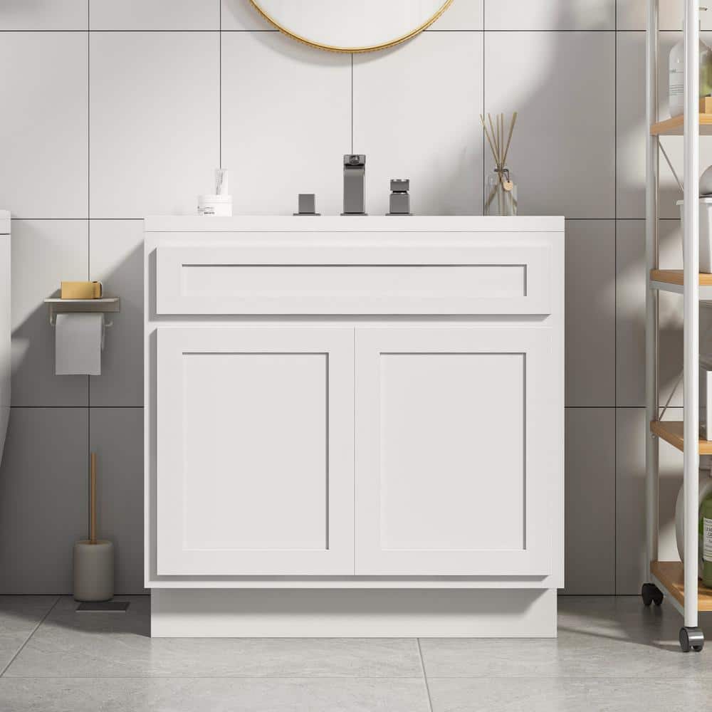 White Birchwood 36" Vanity Cabinet with Soft-Closing Doors