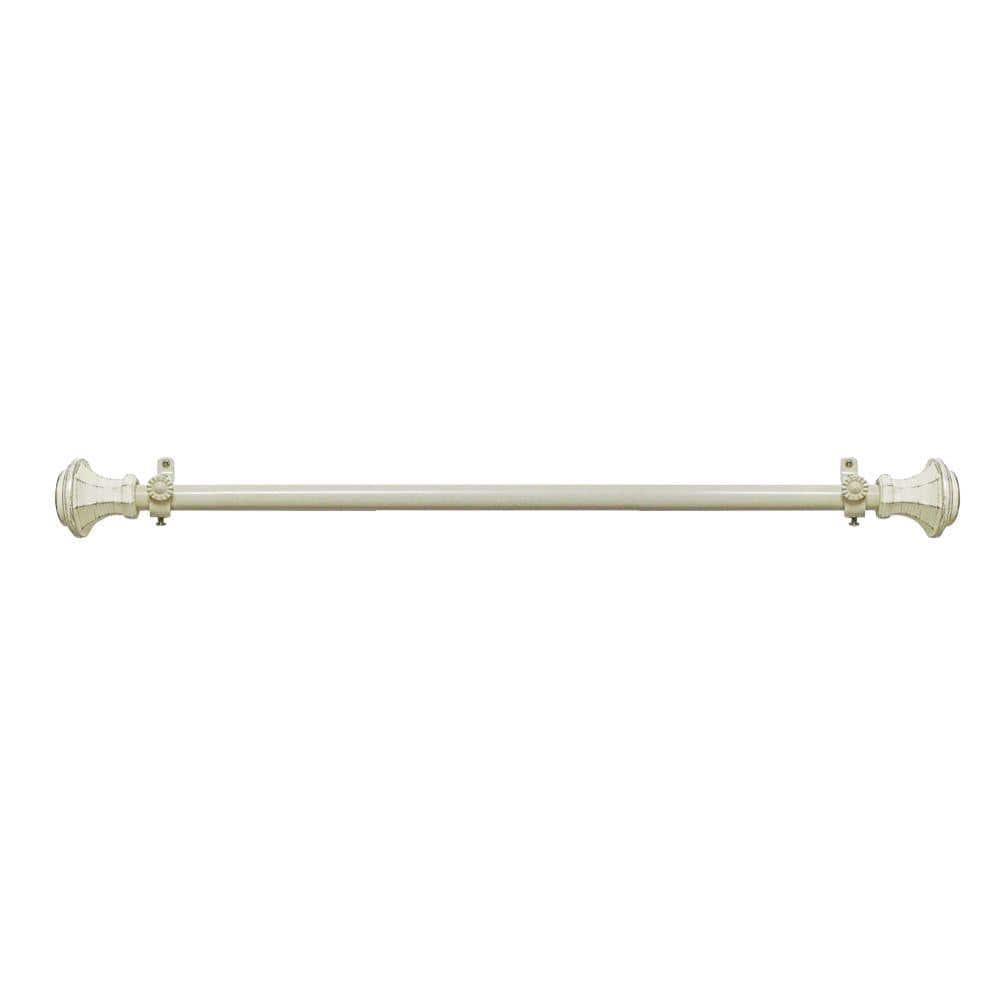 Adjustable Antique Cream Metal Curtain Rod with Gold Finials