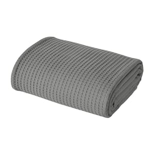 100% Cotton Waffle Thermal Blankets Dk. Gray Queen