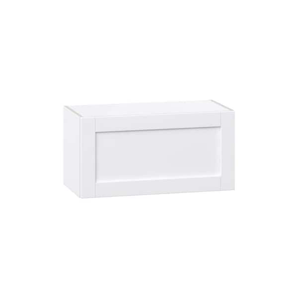 J COLLECTION Milton 30 in. W x 14 in. D x 15 in. H Assembled Shaker Wall Bridge Kitchen Cabinet in Bright White with Lift Up Door