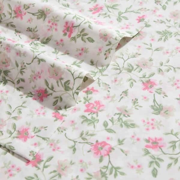 Laura Ashley Bonnie Floral 3-Piece Pink/Green Percale Cotton