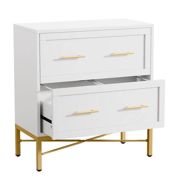 BYBLIGHT Atencio 2Drawer White Wood 32 in. W Lateral File for