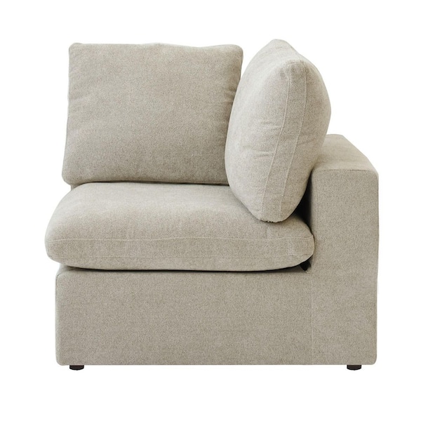 39.3 in. Square Arm 1-Piece Linen Modular Corner Sectional Sofa Couch in Khaki (Left/Right/Corner Side Section)