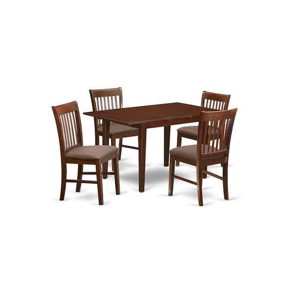East West Furniture 5-Piece Mahogany Finish Solid Wood Top - Dining Room Set - Seats 4