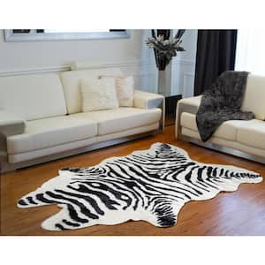 Faux Zebra Black White 5 ft. x 8 ft. Cowhide Rug