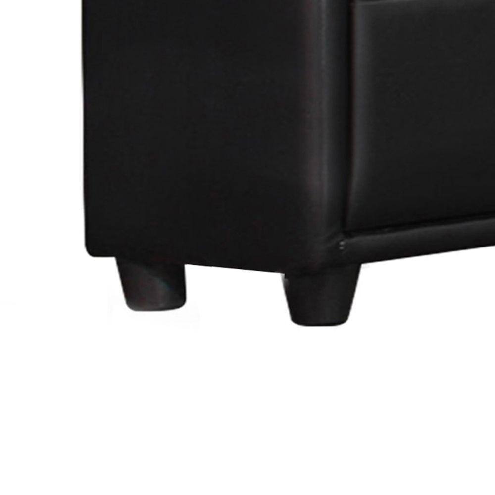 Transitional Black Faux Leather 5-Drawer Chest with Silver Pulls
