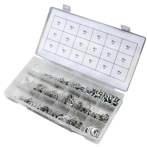 XtremepowerUS Zinc-Plated Steel Flat Lock Star Washer Assortment Kit (720-Pieces)
