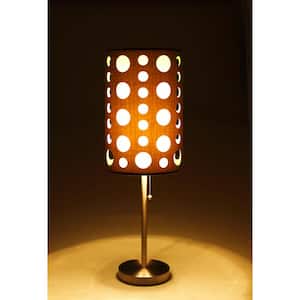 30 in. H Gray and White Retro Table Lamp for Living Room with Gray Metal Shade