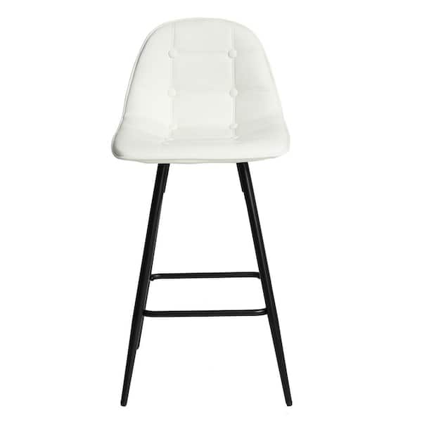 Unbranded Modern Metal Outdoor Bar Stool with Back and Footrest, Counter Height Bar stools with White Cushion for Kitchen (2-Pack)