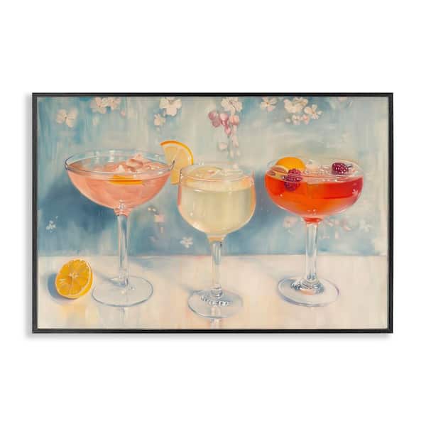 Stupell Industries Fun Fruity Cocktails by Arlington Prints Black Framed Food Giclee Art Print 20 in. x 30 in.
